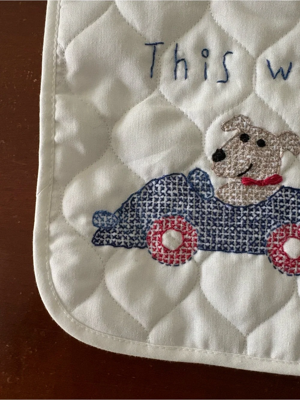 Handmade embroidered dog baby bib NWOT